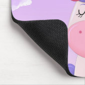 Süßes sitzendes Einhorn und Ballons Flieder Mousepad (Ecke)