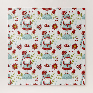 Süßes skandinavisches Gnom-Blumenmuster Puzzle