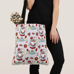 Süßes skandinavisches Gnom-Blumenmuster Tasche