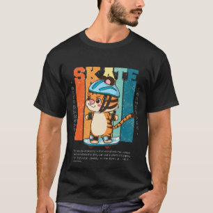 Süßes Skate-Tiger Retro Vintage Kids Skateboard T- T-Shirt