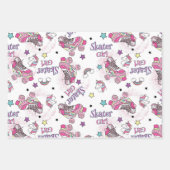 Süßes Skater Mädchen Einhorn Rollschuh Muster Geschenkpapier Set (Vorderseite 3)