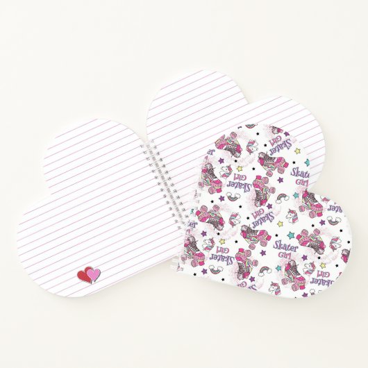 Süßes Skater Mädchen Einhorn Rollschuh Muster Notizblock (Innenseite)