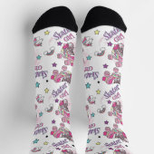 Süßes Skater Mädchen Einhorn Rollschuh Muster Socken (Oben)