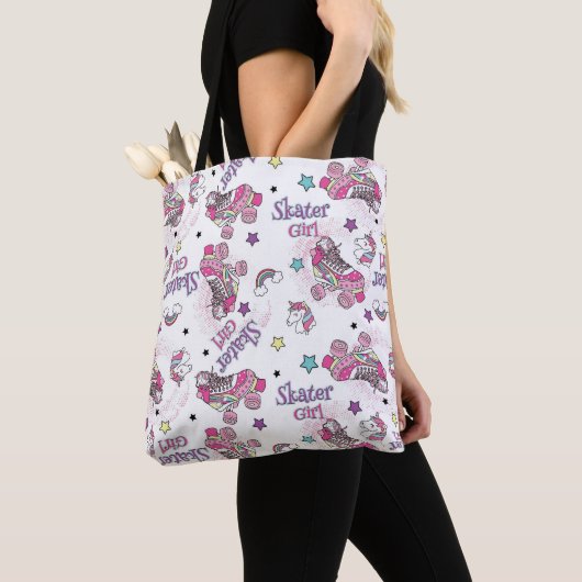 Süßes Skater Mädchen Einhorn Rollschuh Muster Tasche (Von Nahem)