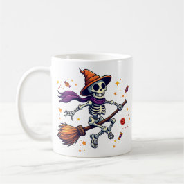 Süßes Skelett auf einem Besen Halloween-Tasse Kaffeetasse