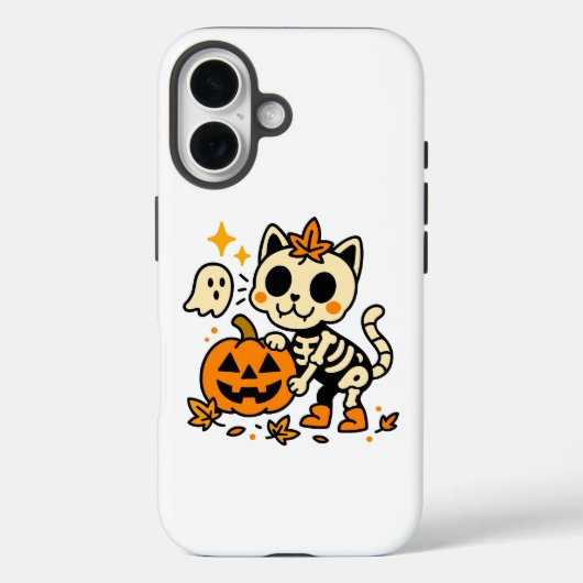 Süßes Skelett Katzen mit Kürbis Case-Mate iPhone Hülle (Rückseite)
