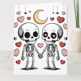 Süßes Skelett-Paar: Grusel-Grafik der Liebe Karte