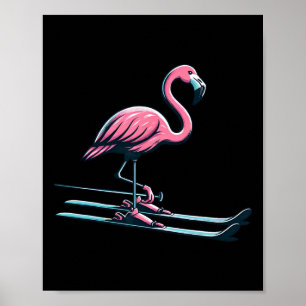 Süßes Skiflamingo-Design Wintersport  Poster