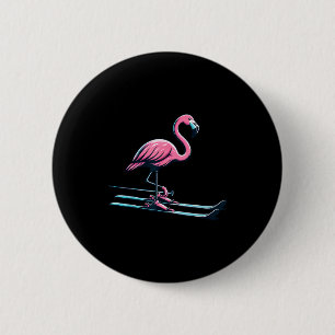 Süßes Skiflamingodesign Wintersport Button