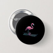 Süßes Skiflamingodesign Wintersport  Button (Vorne & Hinten)