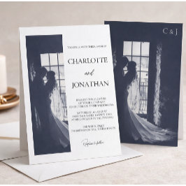 Süßes Skript Elegante Foto-Überlagerung Weiße Hoch Einladung