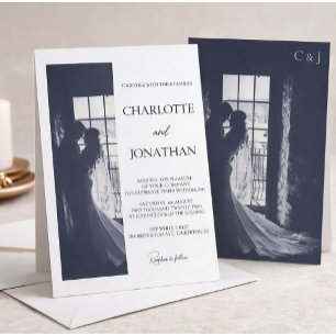 Süßes Skript Elegante Foto-Überlagerung Weiße Hoch Einladung