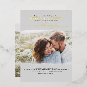 Süßes Skript Elegantes Foto-Overlay Graue Hochzeit Folieneinladung