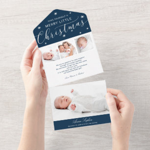 Süßes Skript Foto Weihnachten Geburtsankündigung All In One Einladung