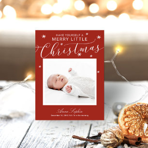 Süßes Skript-Foto-Weihnachts-Geburtsankündigung Feiertagspostkarte