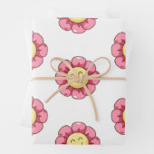 Süßes Smiley-Blumen-Geschenkpapier – Rosa Geschenkpapier Set (Beispiel)
