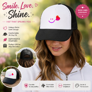 Süßes Smiley-Gesicht-Herz-Trucker-Hut Truckerkappe