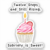 Süßes Sobriety: Cupcake mit Kerze, Erholung Coin Aufkleber (Vorderseite)