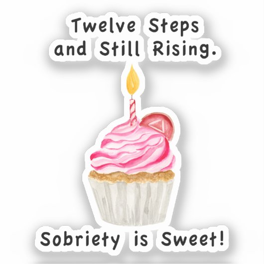 Süßes Sobriety: Cupcake mit Kerze, Erholung Coin Aufkleber (Vorderseite)