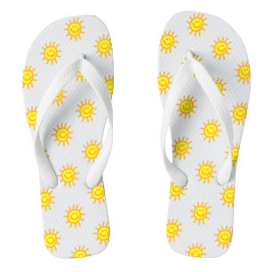Süßes Sommer-glückliches-Gesicht-Sonne-Muster Weiß Badesandalen