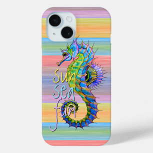 Süßes Sommer-Seepferdchen-Aquarell-Streifenmuster Case-Mate iPhone Hülle