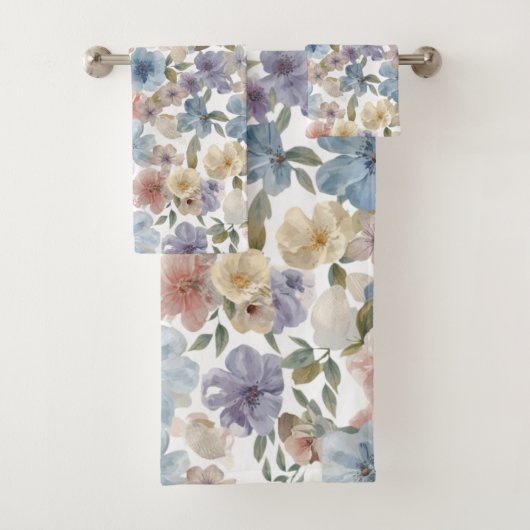 Süßes Sommer-Wasserfarben-Blumenmuster Badhandtuch Set (Insitu)