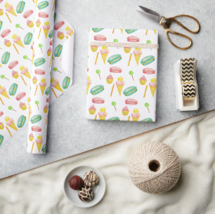 Süßes Sommerbonbon-Eis-Wasserfarbenmuster Geschenkpapier