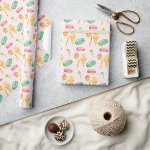 Süßes Sommerbonbon-Eis-Wasserfarbmuster Geschenkpapier