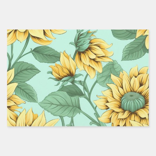 Süßes Sonnenblumenpapier Geschenkpapier Set (Vorderseite 3)