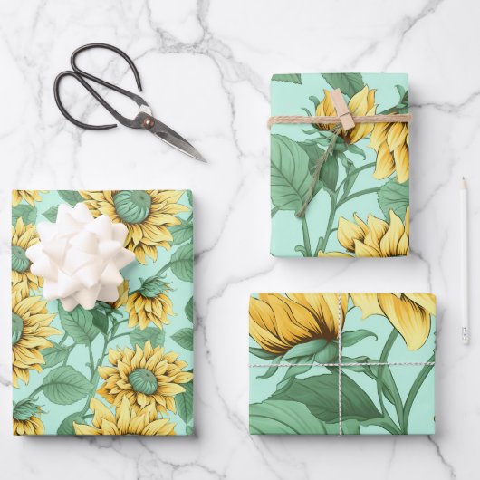 Süßes Sonnenblumenpapier Geschenkpapier Set (Vorderseite)
