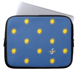 Süßes Sonnenschein-Glückliches-Gesicht-Muster Name Laptopschutzhülle