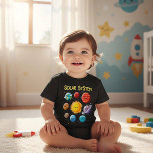Süßes Sonnensystem Cartoon-Planeten Kleinkind T-shirt