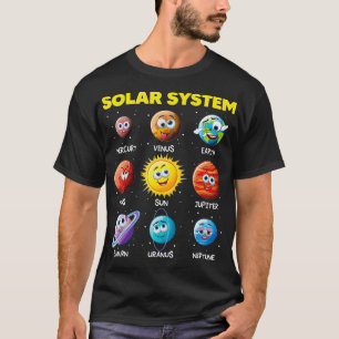 Süßes Sonnensystem Lustige Planetengesichter Weltr T-Shirt