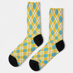 Süßes sonniges Gelb und blaues Argyle-Muster Socken