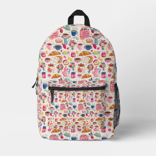 Süßes Sonntagsfrühstück-Muster Kaffee-Croissant Bedruckter Rucksack