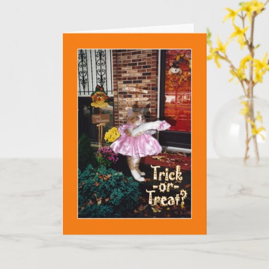 Süßes sonst gibt's Saures Miezekatze - glückliches Karte (Gelbe Blume)