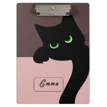 Süßes spähendes schwarzes Katzenmonogramm Lila