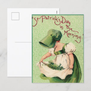 süßes St. Patrick's Day Mädchen Urlaub Feiertagspostkarte