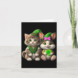 Süßes St. Patricksday-Katz-und-Hasen-Shirt für Kin Karte