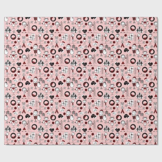 Süßes Stäbchenfigur-Weihnachtspapier Geschenkpapier (Flach)