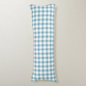 Süßes staubblaues Gingham-Muster Seitenschläferkissen (Vorderseite Vertikal)