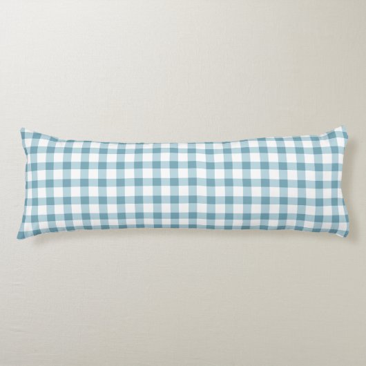 Süßes staubblaues Gingham-Muster Seitenschläferkissen (Vorderseite)