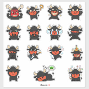 Süßes Stier-Emoji-Sticker-Pack-Set Aufkleber