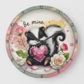 Süßes Stinktier-Valentinsherz Große Wanduhr (Vorderseite)