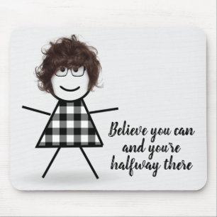 Süßes Stock Mädchen mit Haar und Zitat   Mousepad
