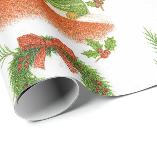 Süßes Streifenhörnchen mit Kiefern-Weihnachten Geschenkpapier (Rolleneckpunkt)