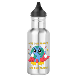 Süßes Superheld Erde Rette unseren Planeten Design Edelstahlflasche