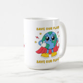Süßes Superheld Erde Rette-unseren-Planeten-Design Kaffeetasse (VorderseiteRechts)