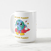 Süßes Superheld Erde Rette-unseren-Planeten-Design Kaffeetasse (Vorderseite Links)