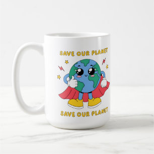 Süßes Superheld Erde Rette-unseren-Planeten-Design Kaffeetasse